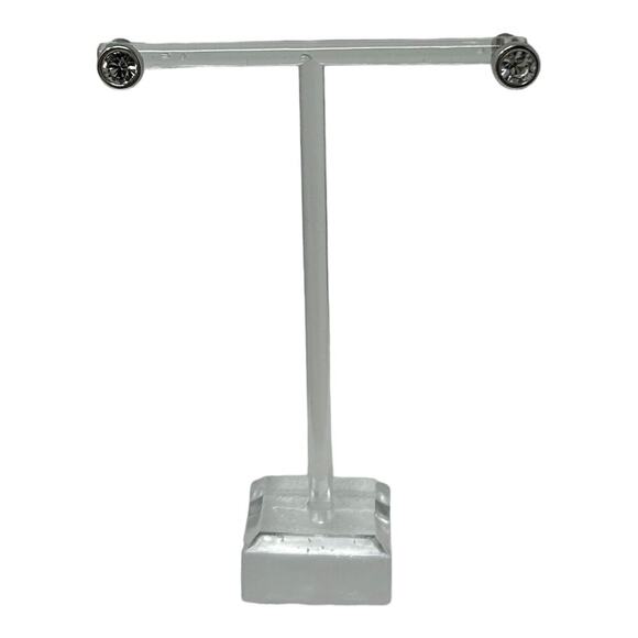 Authentic Swan Signed Swarovski Imber Stud Earrings Silver Tone 6mm Classic - Picture 13 of 13